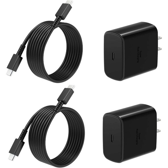 45W 2-Pack Fast USB C Charger with 6FT Cable for Galaxy S25/S24/S23/S22/S21, - Picture 1 of 7